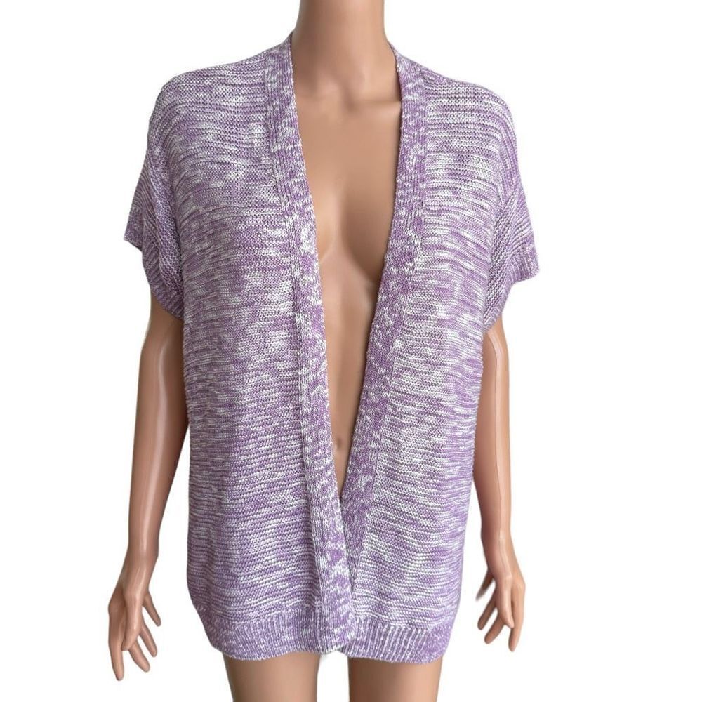 Lane Bryant Open Front Cardigan Sweater lilac cotton blend Sz 14/16 NWT